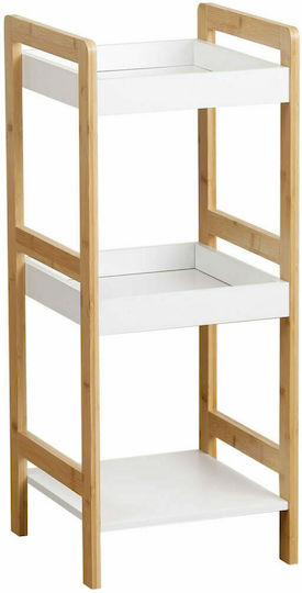 Eurocasa Επιδαπέδια Ραφιέρα Μπάνιου Bamboo με 3 Ράφια 33x33x80cm Καφέ