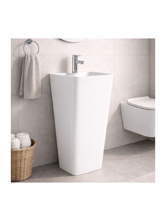 Vinci Cube Slim Floor Sink Porcelain 43x36x83cm White