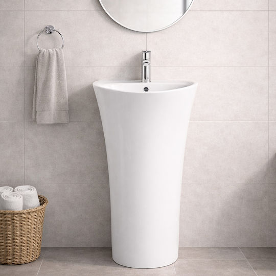 Vinci Cover Slim Standwaschbecken Porzellan 48x42x83.5cm Weiß