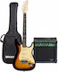 Stagg SES-30 Set Electric Guitar with SSS Pickup Configuration Sunburst