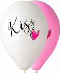 Μπαλόνι τυπωμένο Kiss & καρδούλα 30cm (Διάφορα Χρώματα)