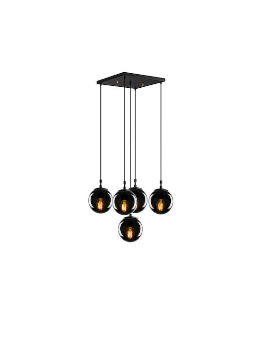 Efe Pendant Chandelier for 5 Bulbs E27 Black