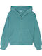 Kids Sweatshirt Cardigan Cotton with Hood Turquoise