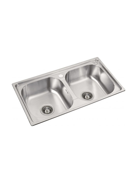 ICK7641 Ένθετος Νεροχύτης Inox Σατινέ Μ76xΠ41cm Ασημί