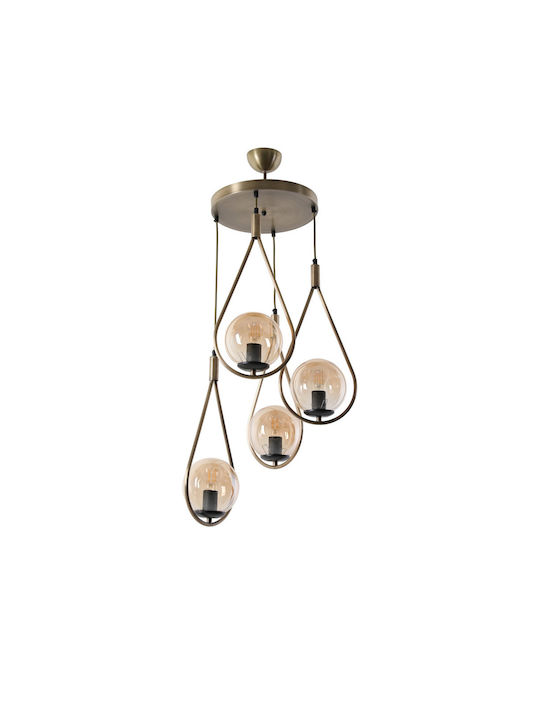 Damla Pendant Chandelier for 4 Bulbs E27 Bronze