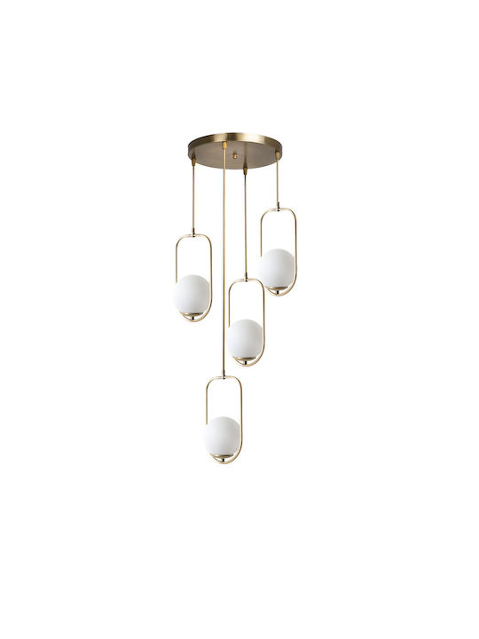 Ahu Pendant Chandelier for 4 Bulbs E27 Bronze