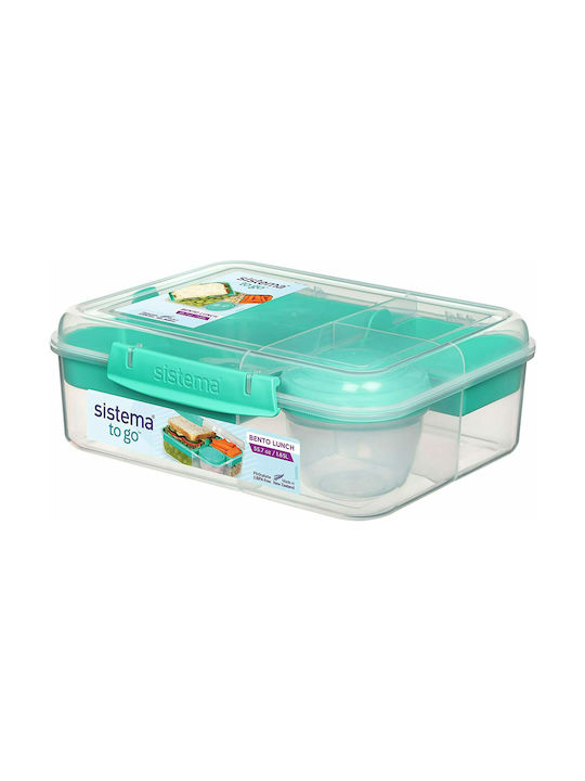 Sistema Plastic Lunch Box Mint With Compartments 1.65lt