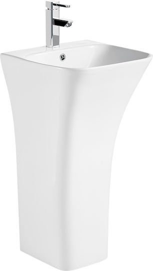 Vinci Square Slim Баня Умивалник Подови Порцелан 45x45x84см Бял