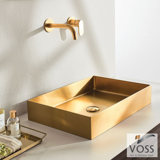 Voss Aldo PVD Επικαθήμενος Νιπτήρας Inox 55x38x10cm