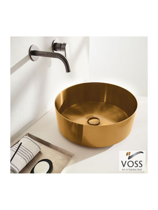 Voss Milo PVD Настолен Надеждна мивка Inox 40x40x12см Gold Brushed
