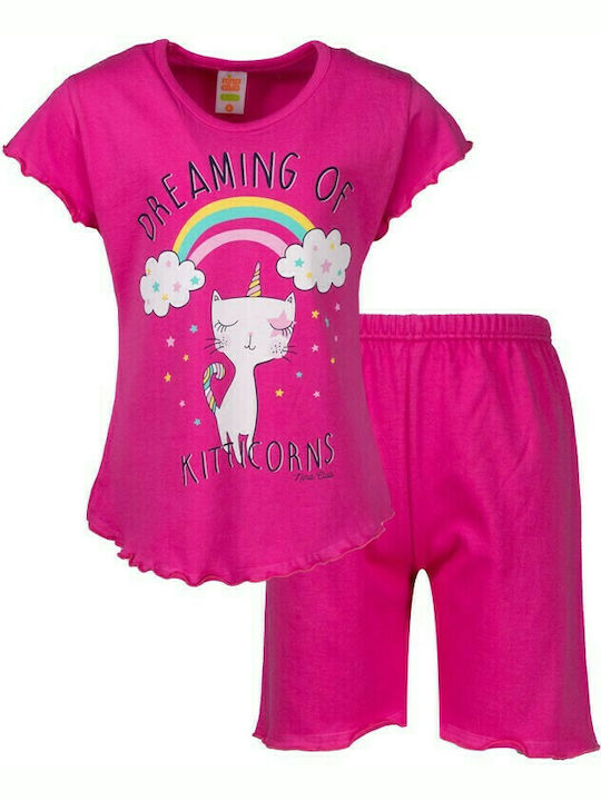 Papillon Kids Set Top & Bottom Kids Summer Pyjamas Fuchsia