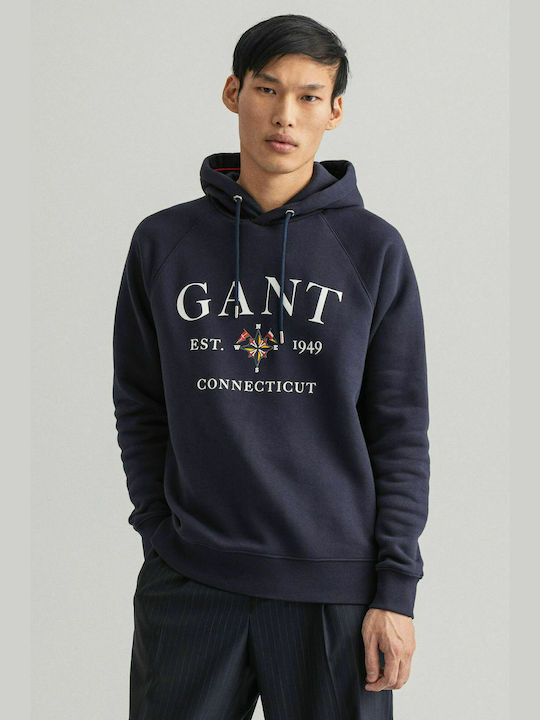 Gant Men's Sweatshirt with Hood Navy Blue