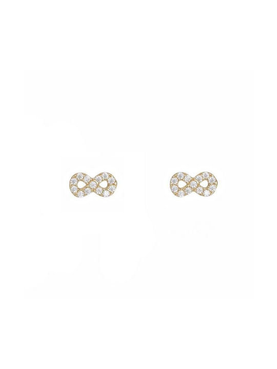 14K Gold infinity earrings with cubic zirconia 041492 041492 Gold 14 Carat