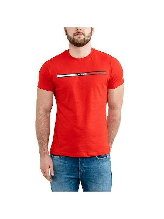 Tommy Hilfiger Short Ανδρικό T-shirt Κόκκινο με Λογότυπο