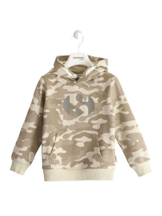 Superga Kids Sweatshirt with Hood and Pocket Beige