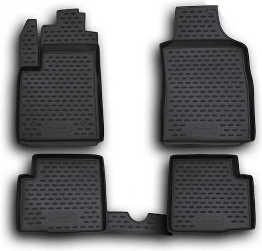 Novline Set of Front and Rear Mats 4pcs Tray Type for Fiat 500 2007-2015 Black