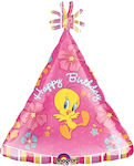 Μπαλόνι Tweety Καπέλο Happy Birthday με Αυτοκόλλητα 45εκ.