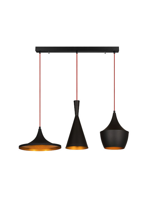 Elmas Pendant Light Three-Light Rail for Socket E27 Black