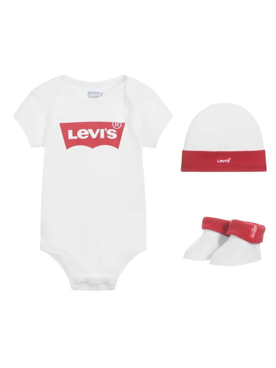 Levi's Baby Bodysuit Underwear Set Short-Sleeved with Accessories White