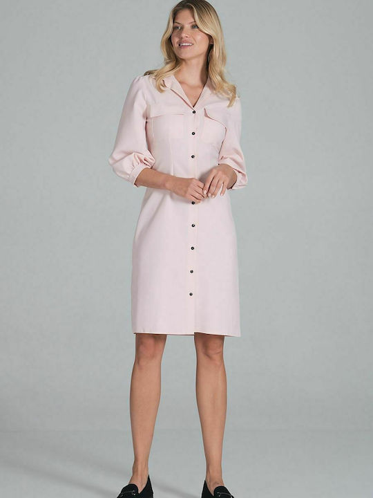 Figl Midi Shirt Dress Dress 3/4 Sleeve Pink