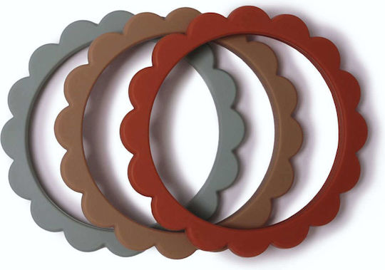 Mushie Flower Teething Wrist Teether Silicone for 0 m+ 3 Pieces
