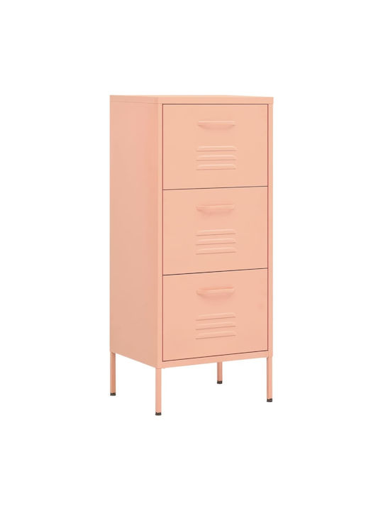 Μεταλλική Συρταριέρα Γραφείου σε Ροζ Χρώμα, 42.5x35x101.5cm