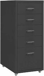 Office Storage Metal Drawer with Wheels & 5 Drawers Ανθρακί L28xW41xH69cm