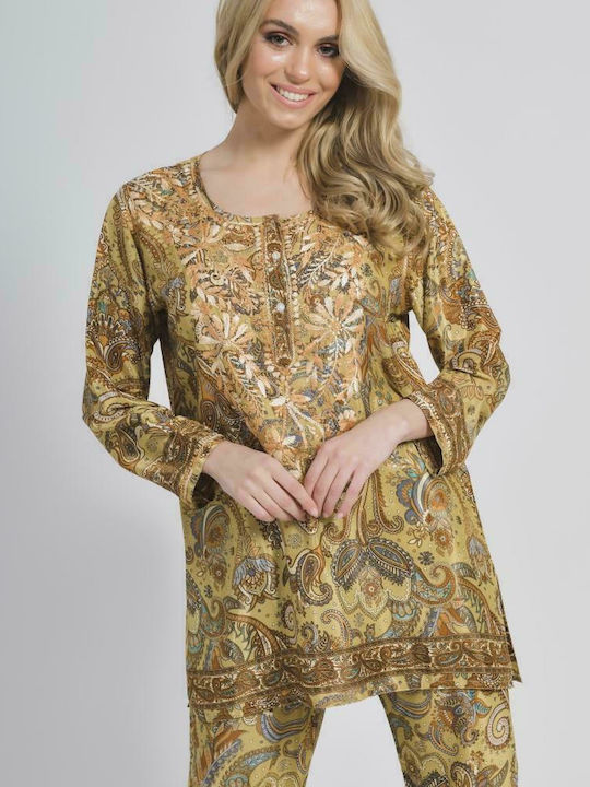 Ble Resort Collection Feminin Scurt Caftan de Plajă Maro