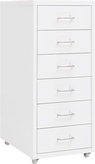Metallische Büroaufbewahrungsschublade mit Rädern Weiß 28x41x69cm