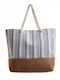 Ble Resort Collection Fabric Beach Bag with Wallet Gray with Stripes