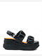D Gardenia Anatomic Women's Leather Platform Shoes Black