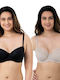 Black/Champagne Σουτιέν με Ελαφριά Ενίσχυση & Μπανέλες 2Pack