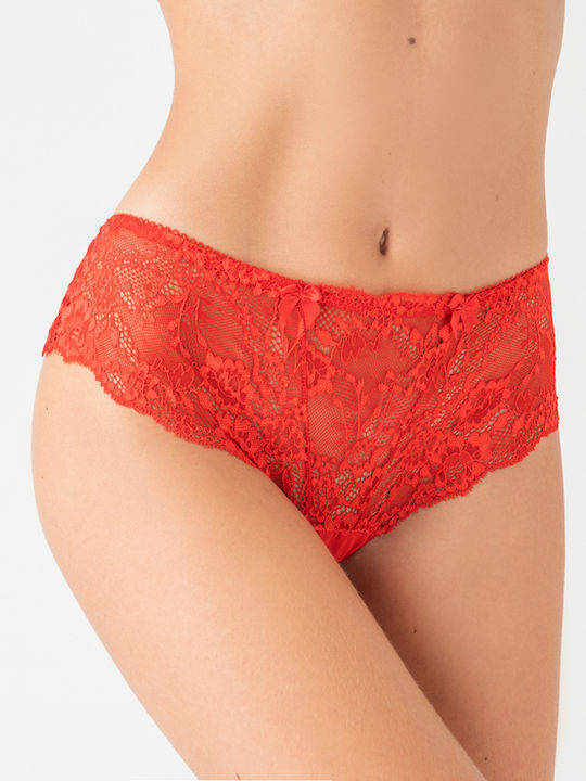 Milena by Paris Women's High Waist Lace String Red