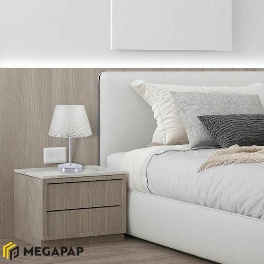 Megapap Jules Метална Настолна лампа за Цокъл E27 с Сребрист Абажур и Основа