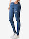 TB1362 Blugi de damă cu tăieturi cu croială slim Blue Washed
