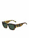 Jimmy Choo Women's Sunglasses with Brown Tartaruga Plastic Frame and Green Lens