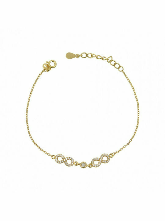 Bracelet Chain with design Infinity made of Silver Gold Plated