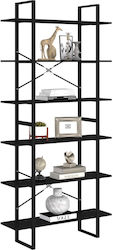 Floor Metal / Chipboard Bookcase Μαύρη 100x30x210cm