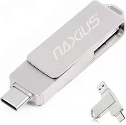 Naxius OSC-CU-002 64GB USB 3.0 Stick with Connection USB-A & USB-C White