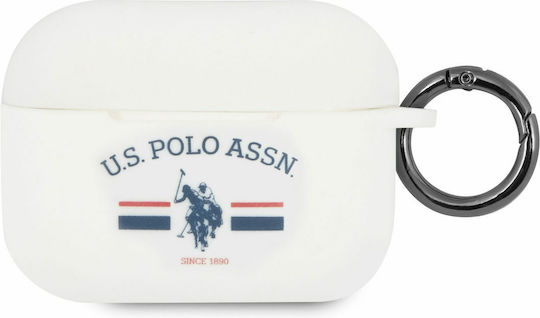 U.S. Polo Assn. Fl. Logo Collection Θήκη Σιλικόνης με Γάντζο σε Λευκό χρώμα για Apple AirPods Pro