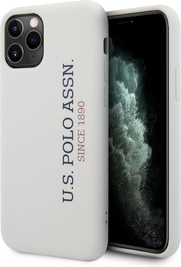 U.S. Polo Assn. Vertical Logo Umschlag Rückseite Silikon Weiß (iPhone 11 Pro)