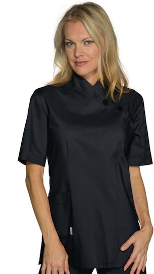 Isacco Medizinische Bluse Schwarz aus Baumwolle und Polyester