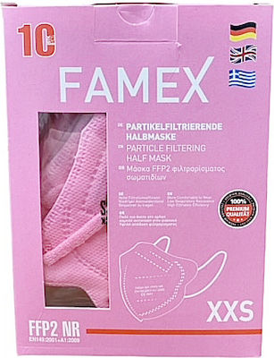 Famex Disposable Protective Mask FFP2 NR XXS Kids Pink 1pcs