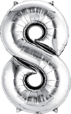 Balloon Foil Number 8 Silver 41cm