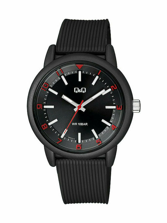 Q&Q Herrenuhr 42mm Batterie mit Schwarz Kautsch...