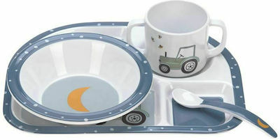 Laessig Feeding Set Adventure Tractor made of Melamine Blue 4pcs