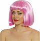 Carnival Wig Straight Pink Bob with Bangs