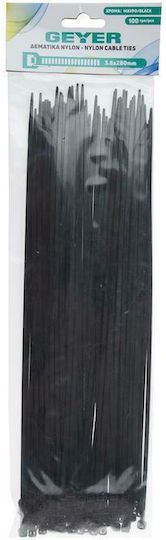 Geyer Δεματικά Καλωδίων Πλαστικά 280mmx3.6mm σε Μαύρο χρώμα (100τμχ) (G3.6CT280B)