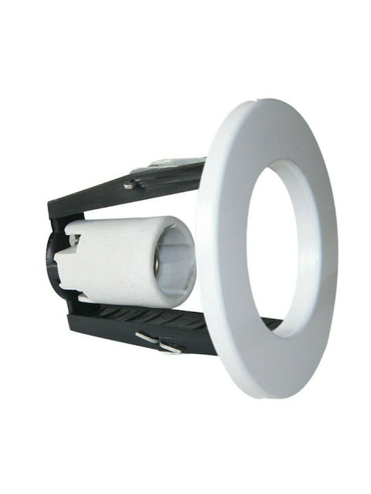 Elvhx Rund Metallisch Einbau Spot mit Fassung E14 Weiß 9.5x9.5cm. 1Stück