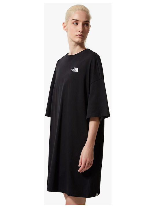 Summer Mini Athletic Dress T-Shirt Short Sleeve Black